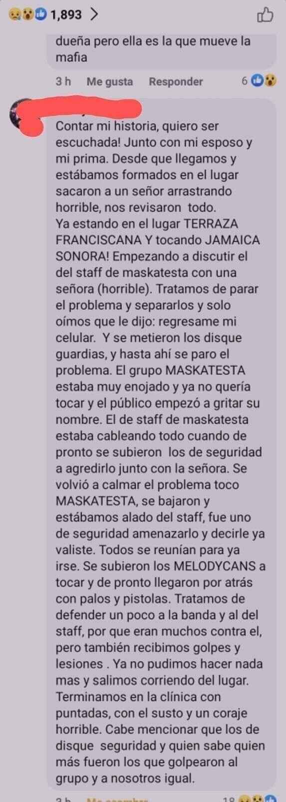 Testigos de la balacera en concierto de la Maskatesta/Twitter
