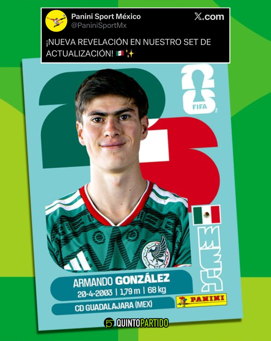 Armando González ya tiene su estampa del Mundial 2026.