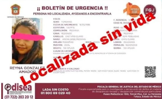 Boletín de desaparición.