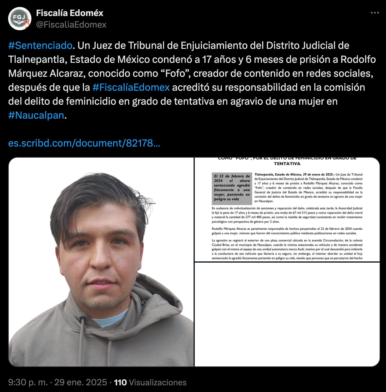 Fofo Márquez fue sentenciado a 17 años y 6 meses por tentativa de feminicidio