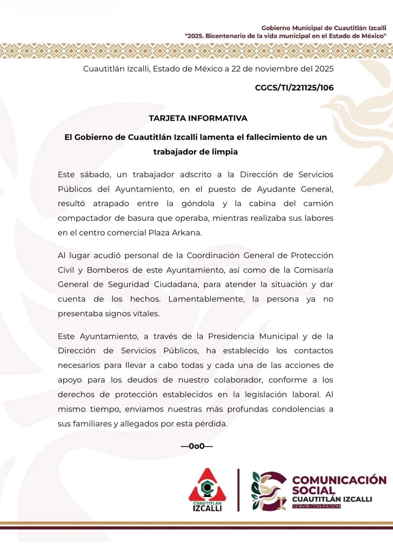 Muere trabajador de limpieza en Plaza Arkana, Cuautitlán Izcalli