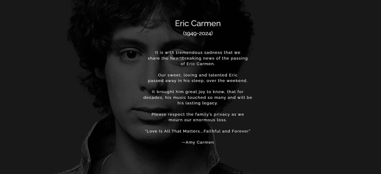 ¿De qué murió Eric Carmen? Vocalista de Raspberries a los 74 años de edad