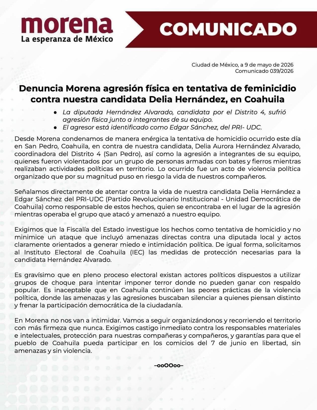 Delia Aurora Hernández, diputada de Morena en Coahuila
