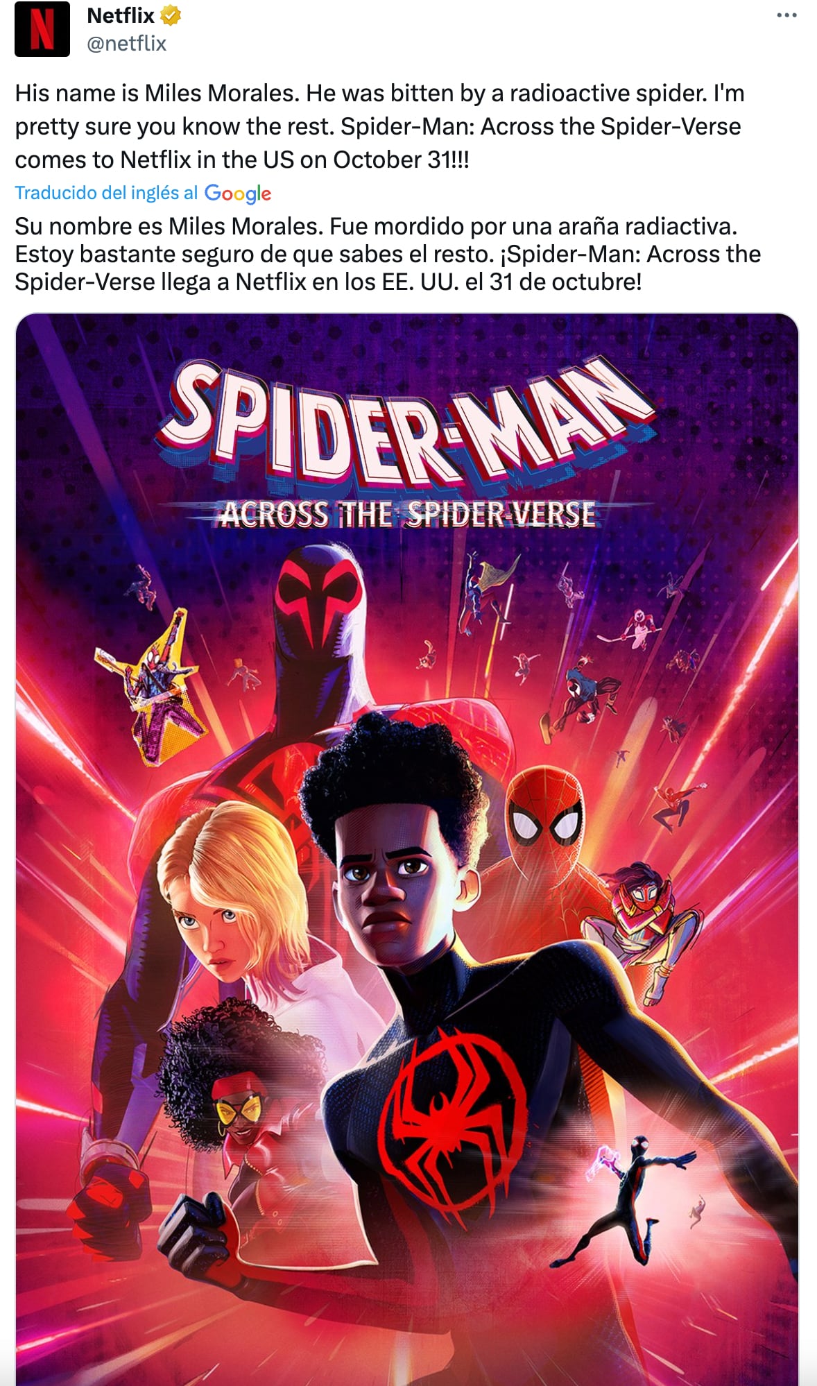 Spider-Man: Across the Spider-Verse en Netflix