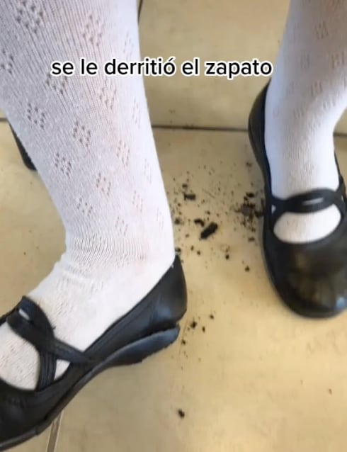 Zapato que se derritió con el calor