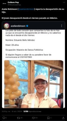 Redes sociales difunden la desaparición del hijo de Azela Robinson