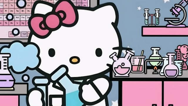 Dibujos de Hello Kitty científica para colorear