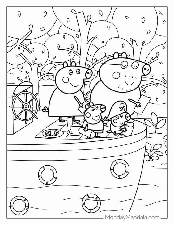 Dibujos de Peppa Pig de vacaciones para colorear