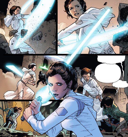 Leia con sable de luz
