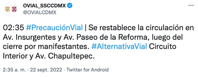 Tuit manifestación de normalistas