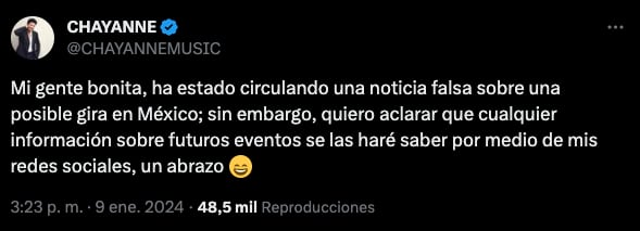 Chayanne niega que vaya a dar conciertos en México