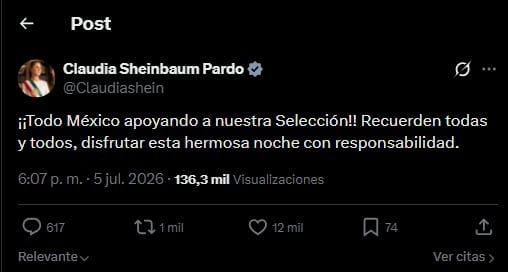 Sheinbaum llama a celebrar con responsabilidad