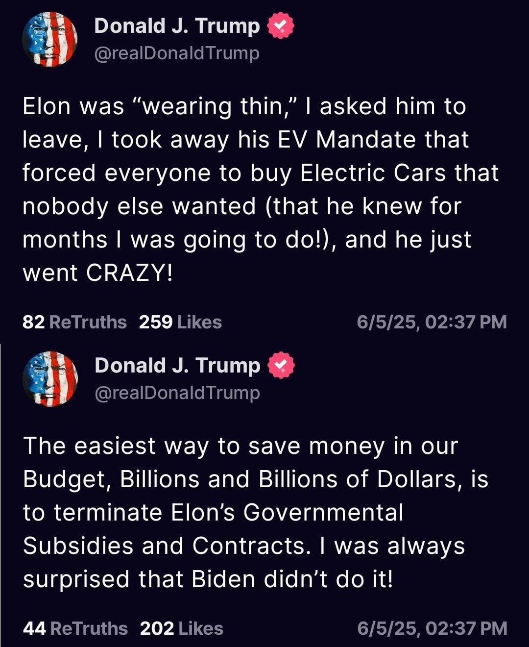 Donald Trump amaga terminar contratos de Estados Unidos con Elon Musk tras ruptura
