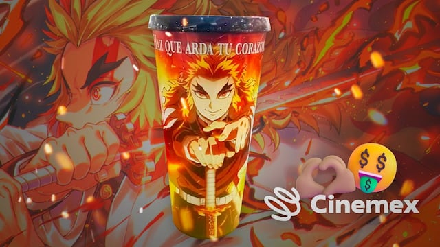 Vaso Kimetsu no Yaiba en Cinemex por el reestreno de Demon Slayer: El tren infinito con Rengoku