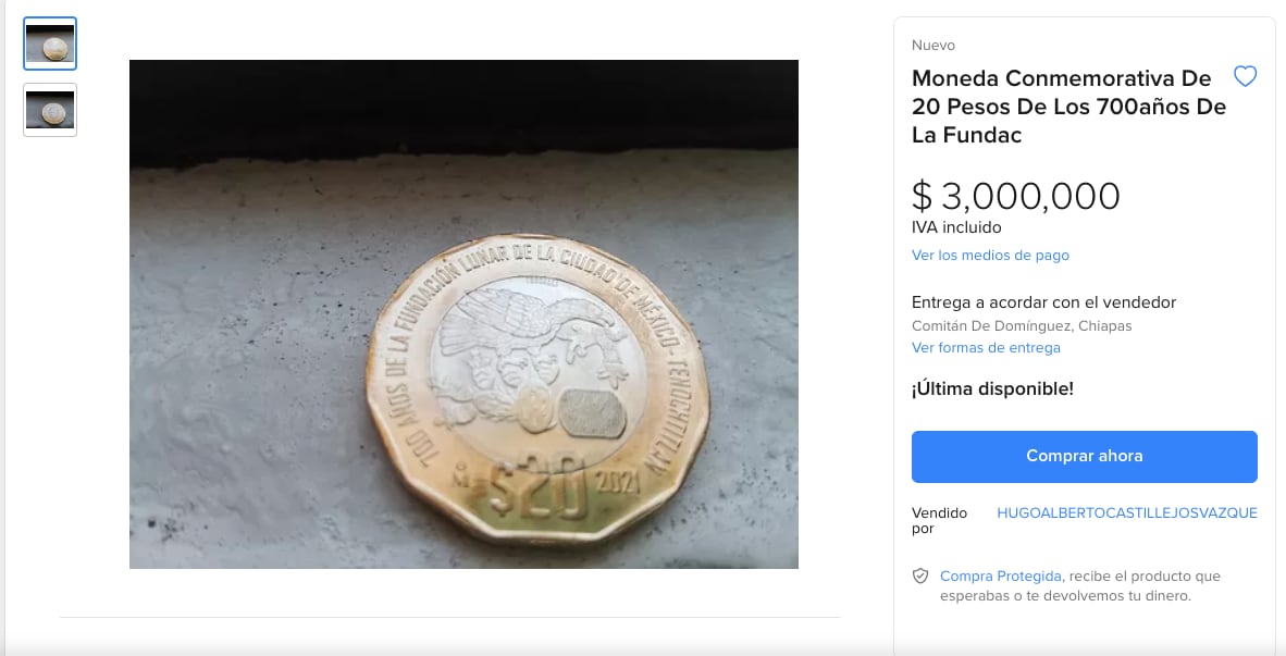 Monedas de 20 pesos que venden en millones