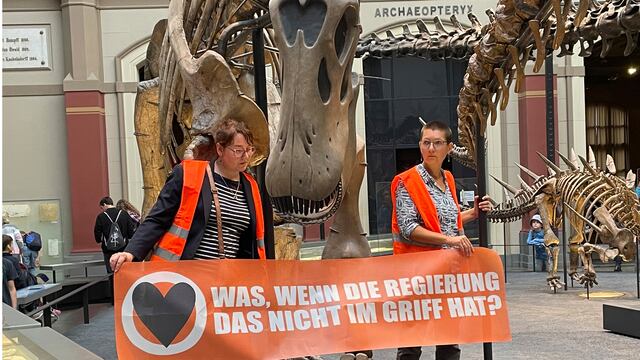 Las activistas en el Museo de Historia Natural de Berlín