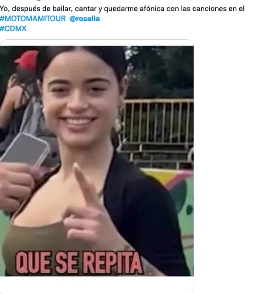 Meme de Rosalía en concierto de CDMX.