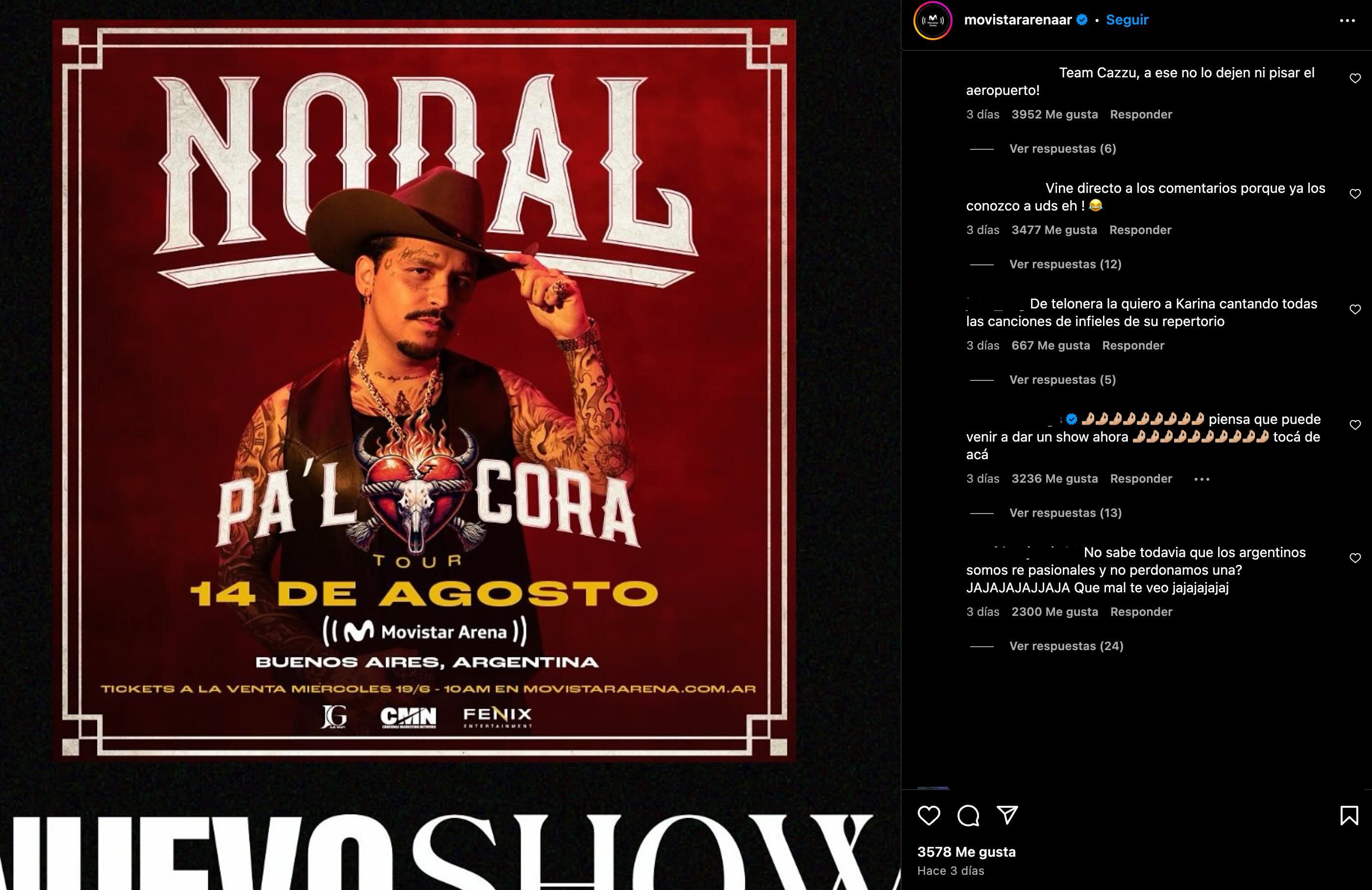 Los argentinos amenazan con correr a Christian Nodal hasta del aeropuerto