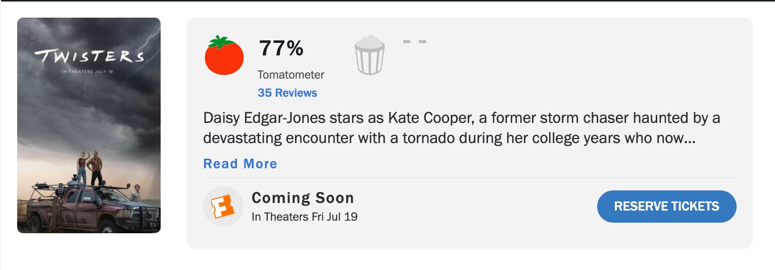 Tornados en Rotten Tomatoes