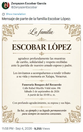 Familia de Zenyazen Escobar invita a “homenaje” al diputado de Morena tras su muerte