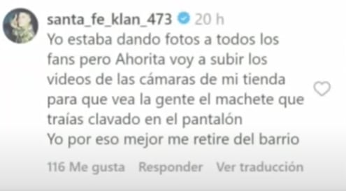 Santa Fe Klan responde a fan que lo acusó  de mandarlo a golpear