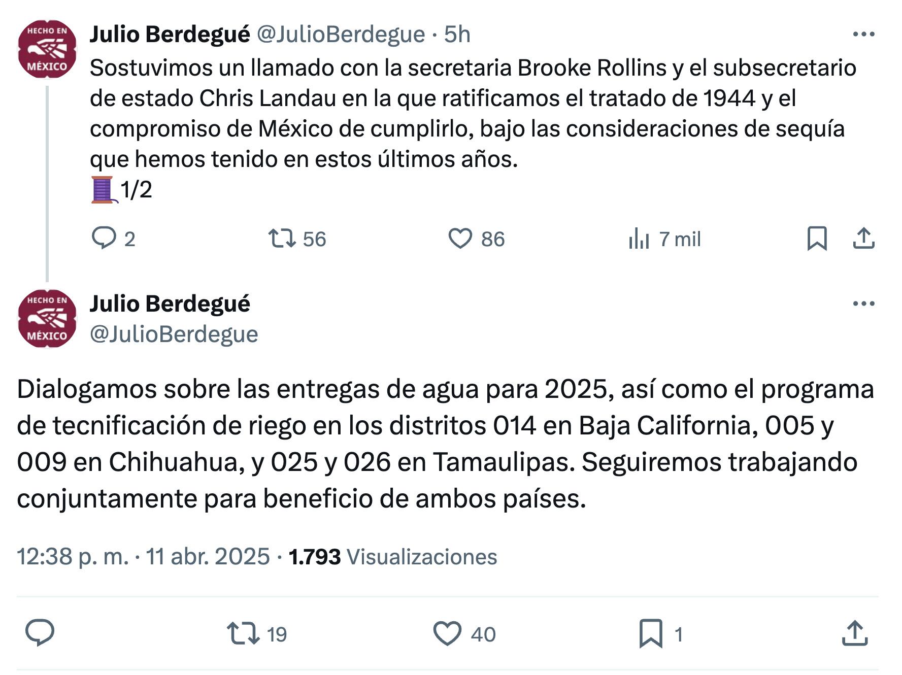 México y Estados Unidos sobre agua para Texas