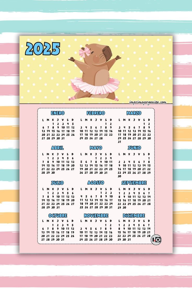 Calendario 2025 de capibara