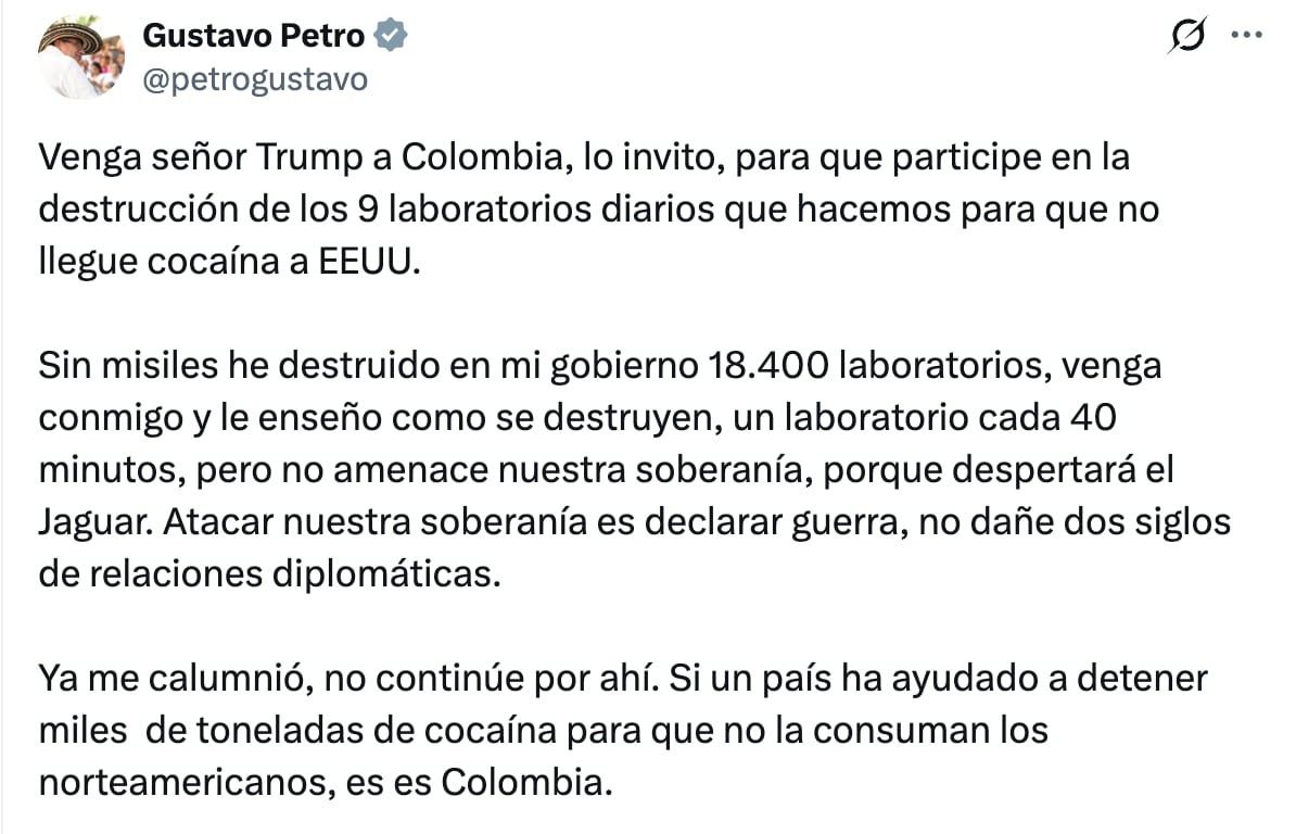 Petro defiende lucha de Colombia contra el narcotráfico ante amenazas de Trump