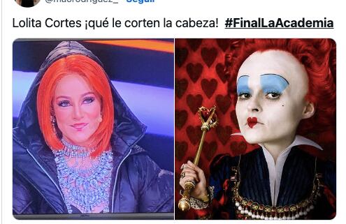 Comparan a Lolita Cortés con La reina de corazones