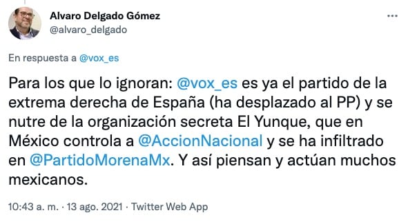 Tuit de Álvaro Delgado
