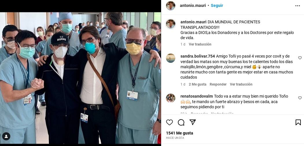Toño Mauri celebra el Día del Paciente Trasplantado