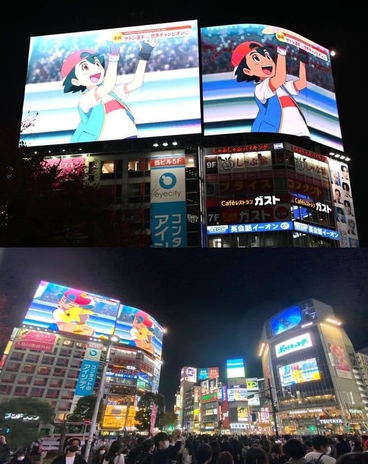 Shibuya, Japón se paraliza para ver la victoria de Ash Ketchum en Pokémon