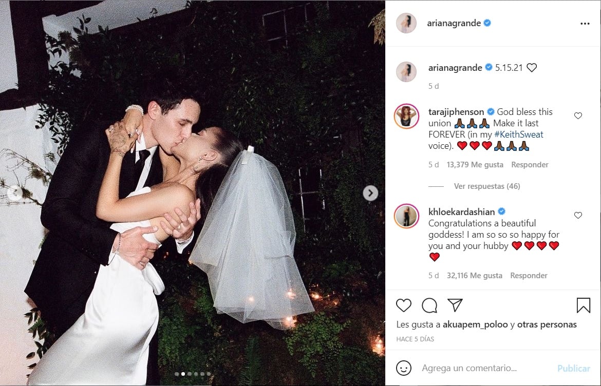 Ariana Grande publicó fotos de su boda en Instagram