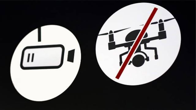 Anuncio que advierte restricciones a drones.