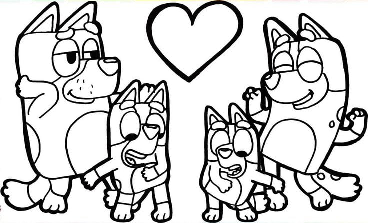 Dibujos del Día del Padre con Bandit y Bluey para colorear