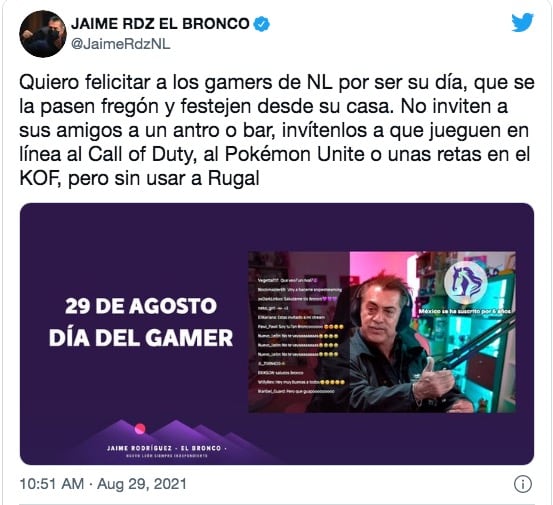 Felicitación El Bronco Día del Gamer