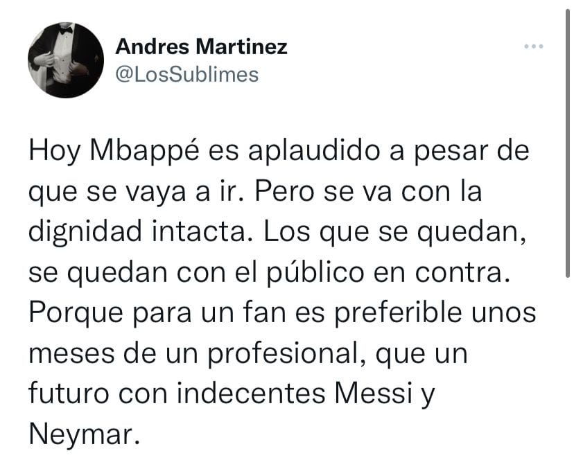 Los fanáticos del PSG se expresan ante los abucheos a Messi y Neymar en contraste con la ovación de Mbappé.