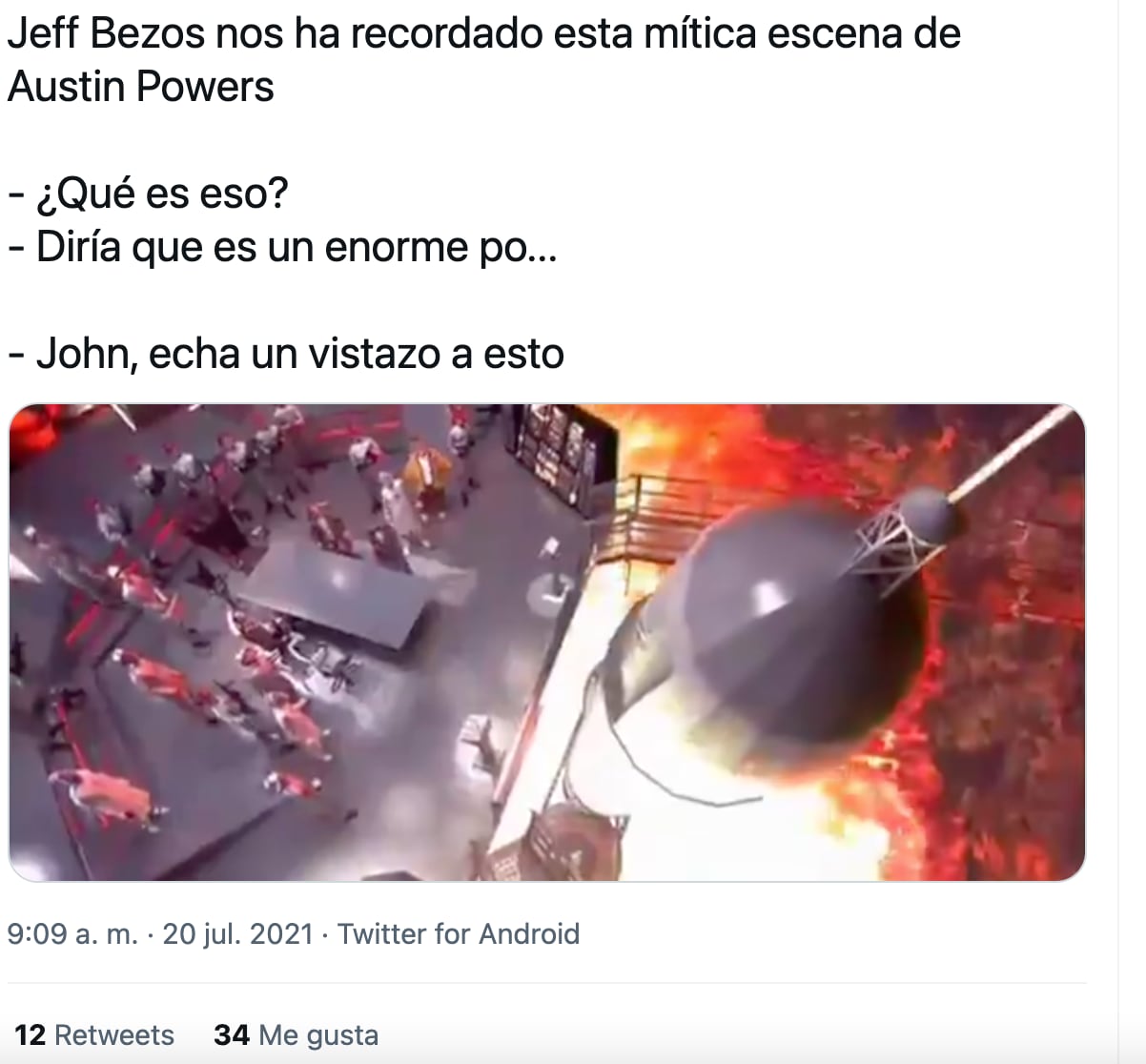 Meme sobre el viaje de Jeff Bezos