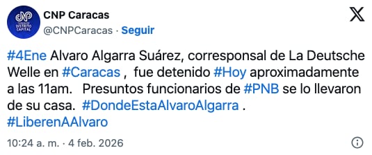 Detienen al periodista Álvaro Algarra