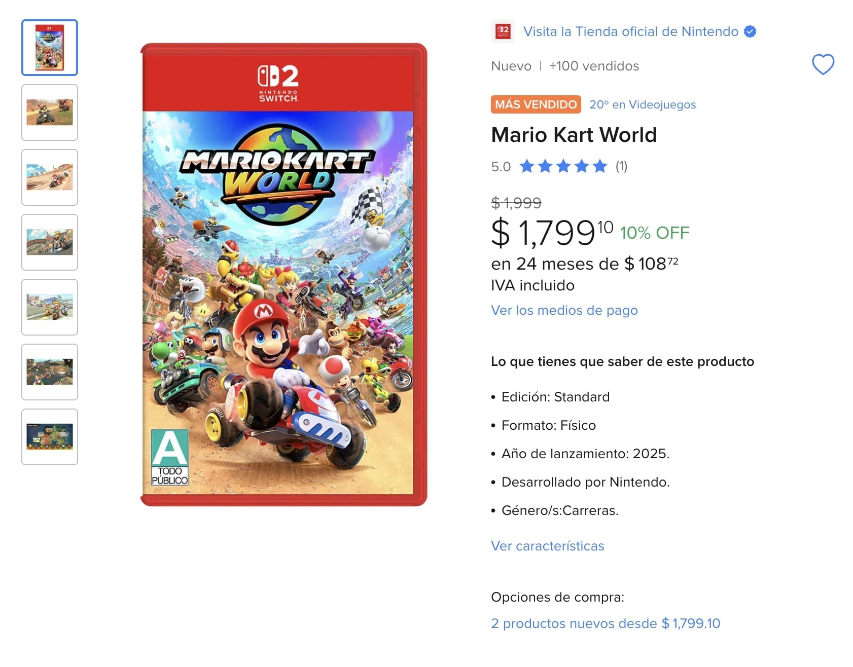Mario Kart World en Mercado Libre