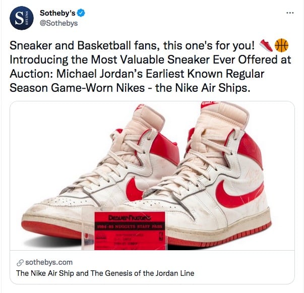 Subasta Tenis Michael Jordan