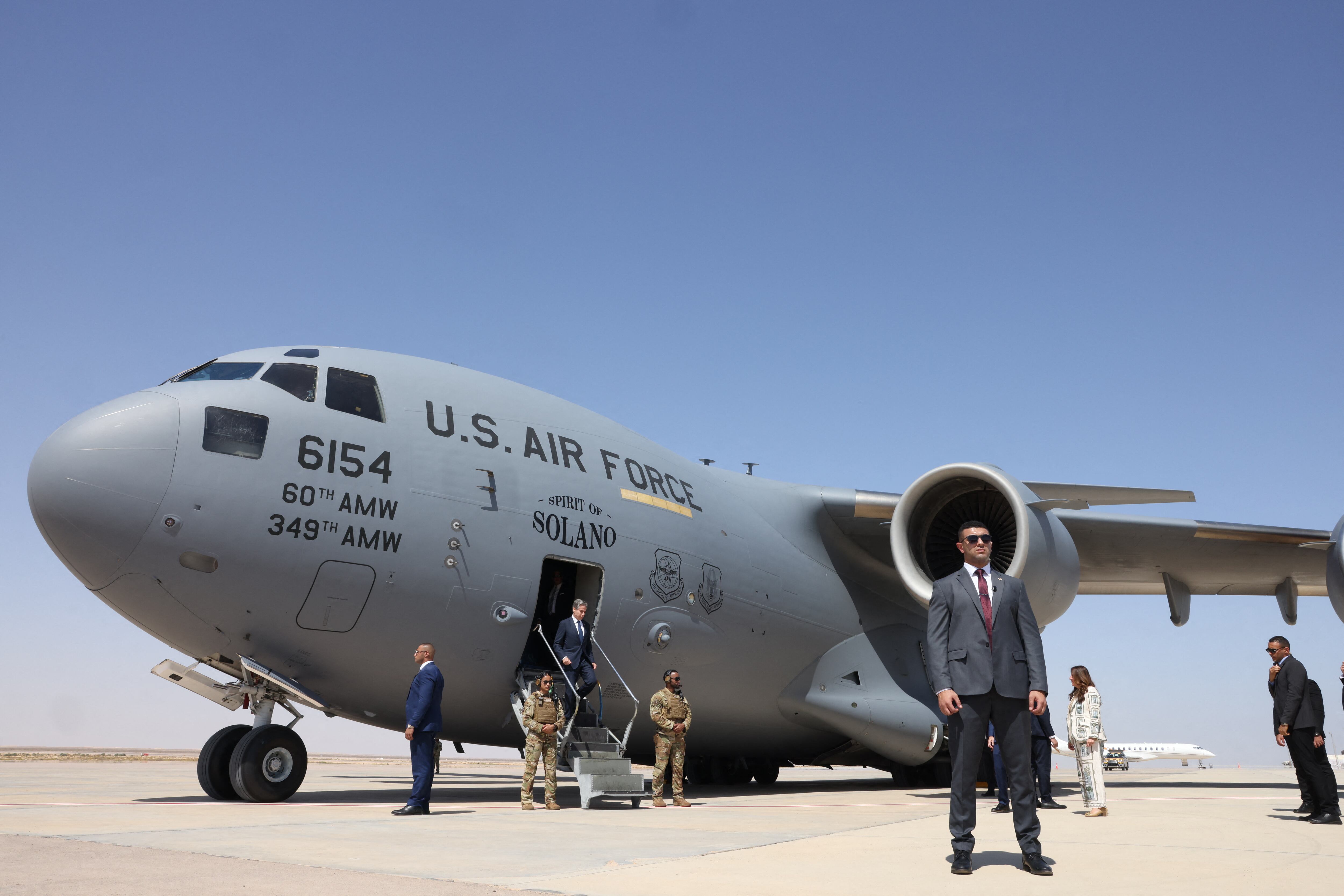 Antony Blinken, secretario de Estado de los Estados Unidos, llega a Egipto