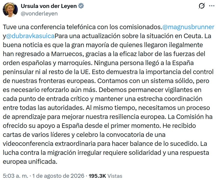 Von der Leyen: la Comisión Europea respaldó a España desde el primer momento