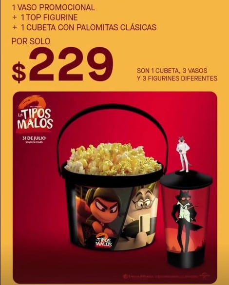 Combo infantil de Los Tipos Malos 2 en Cinemex