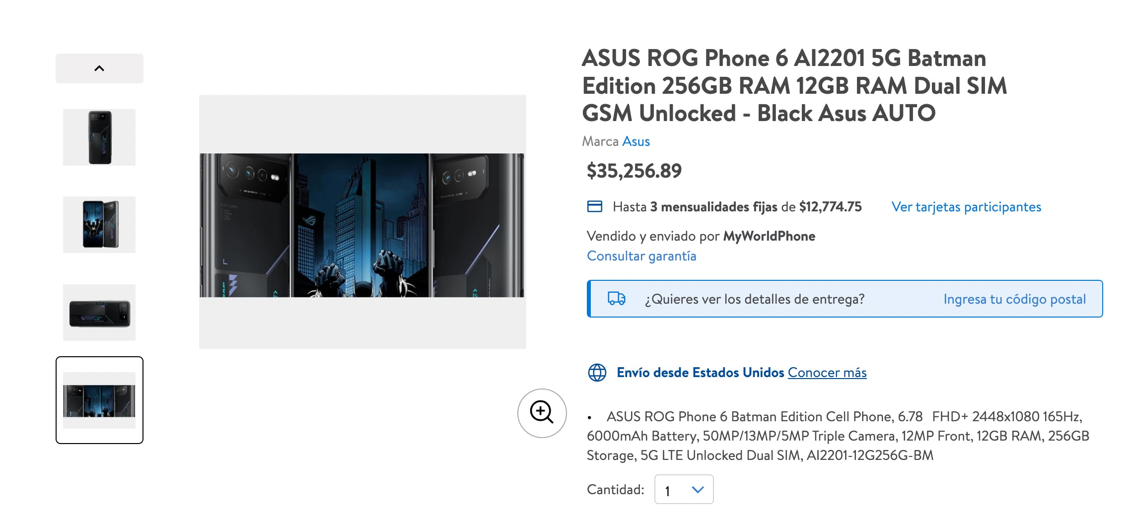 Rog Phone 6 Batman Edition en Walmart