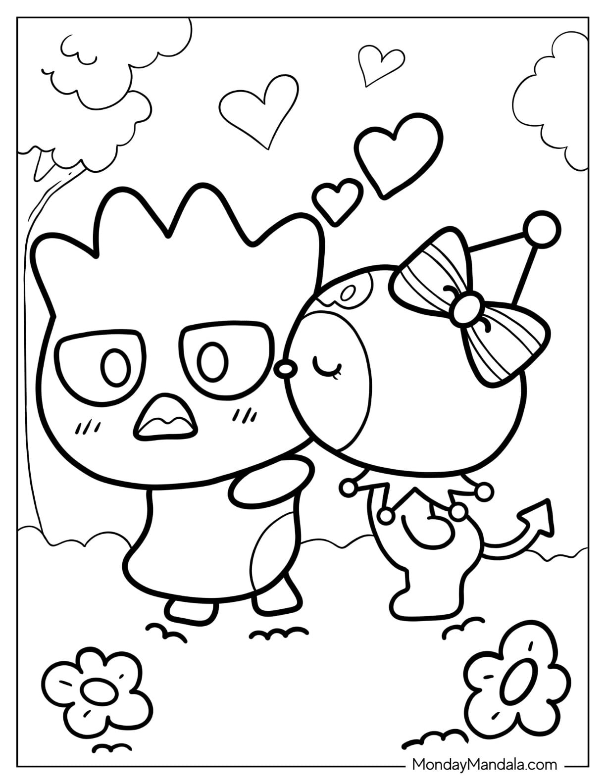 10 dibujos de Badtz-Maru para colorear del indiferente amigo de Hello Kitty y personaje de Sanrio