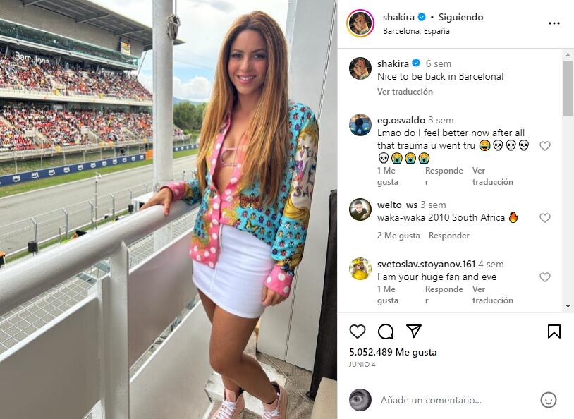 Shakira en el Gran Premio de Barcelona