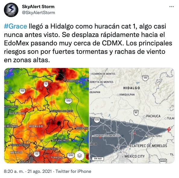 Tuit por huracán Grace
