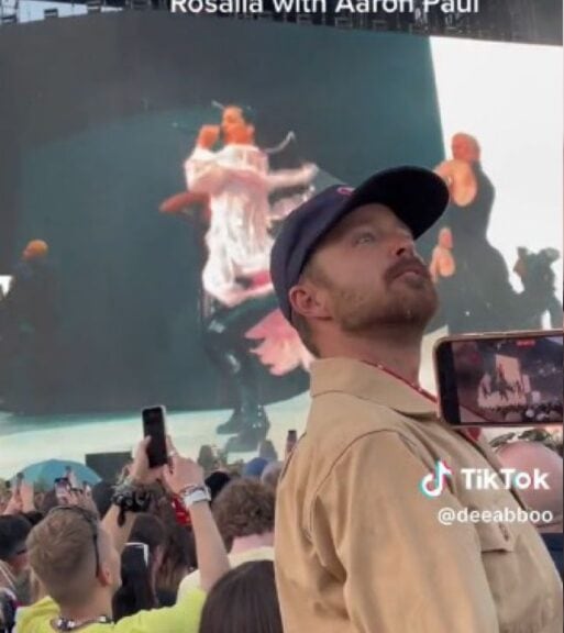 Aaron Paul, Jesse Pinkman en Breaking Bad, andaba dándolo todo con Rosalía en Coachella