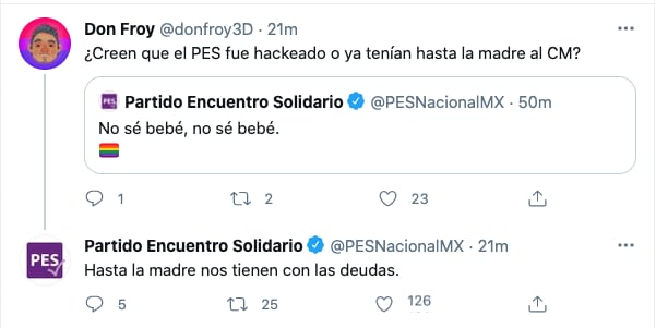 Twitter del PES y deudas